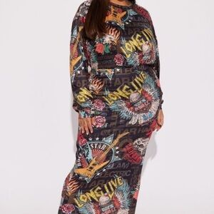 Fashion Nova Multicolor Graphic Dress